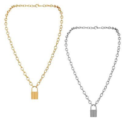 Jewels Galaxy Stylish Lock Design Multi Layered Necklace Combo Jewellery For Women