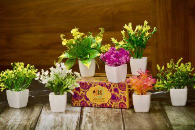 JH Gallery Artificial Potted Plants for Home Decor . (Pack of 7)