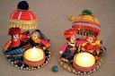 JH Gallery Recycled Material Rajasthani Raja Rani Puppet | Dolls Decorative Tealight Candle Holder | Diwali Decoration Items for Home Decor | Tea Light Candle Holder(Pack of 2)...