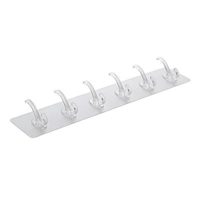 JIALTO 1 PCS Wall Hanger Hooks for Cloth Hanger (6 Hook Strip)