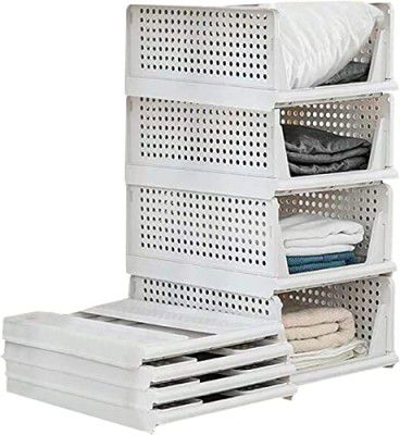 JIALTO 4 Units Clothes Organizer for Wardrobe, Versatile Cupboard Organizer (Pack of 4 Pcs Large), Pink