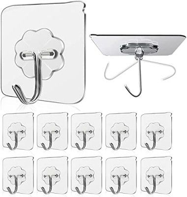 JIALTO Adhesive Hooks Kitchen Wall Hooks-Heavy Duty 13.2lb(Max) Nail Free Sticky Hangers - 10 pcs