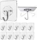 JIALTO Adhesive Hooks Kitchen Wall Hooks-Heavy Duty 13.2lb(Max) Nail Free Sticky Hangers - 10 pcs...