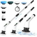 JIALTO Plastic Electric Spin Scrubber for Cleaning, Electric Mop for Floor Cleaning with 7 in 1 Replaceable Brush Heads...