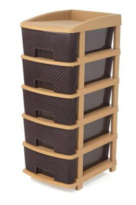 JIALTO Plastic Drawers Storage Brown | 5 Layer
