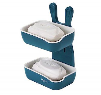 JIALTO Plastic Wall Mounted Double Layers Soap Dish Saver 