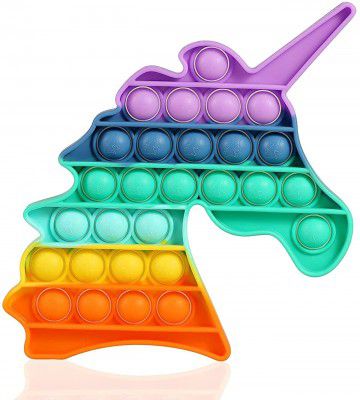 JIALTO Pop It Fidget Toys,Push Pop Bubble Fidget Sensory Toy,Autism Special Needs Silicone Stress Relief Toy,Great Fidget Toy Sensory Toys Novelty Gifts for Girls Boys Kids Adults (Rainbow-Unicorn)