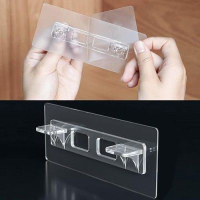 JIALTO Shelf Support Pegs - Innovative Punch-Free Plastic Brackets for Cabinet and Closet Shelves, Self-Adhesive Clips for Kitchen, Furniture, and Bookshelves (Partation Hook, 4)