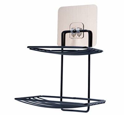 JIALTO® Soap Dish Holder Self Adhesive Wall Mounted Sponge Stainless Steel Rack for Home Kitchen Bathroom Shower Metal Magic Sticker Series - Stand Sink Double Layer Hanging Bathroom, No-Drilling