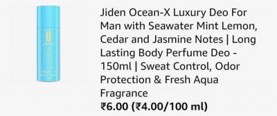 Jiden Ocean-X Luxury Deo For Man | Long Lasting Body Perfume Deo - 150ml 