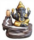 Jik Store Decorative Good Luck Lord Ganesh Fountain Smoke Backflow Cone Incense Holder with 10 Smoke Backflow (Golden)(Plastic, Square)...