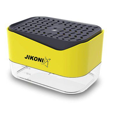 Jikoni Probus Premium 2 in 1 Soap Dispenser for Dishwasher Liquid and Sponge Holder with Dispenser Instant Refill and Transparent Unbreakable Bowl (Multi Color, 250 ML) (Yellow)