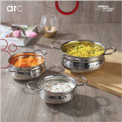 Jindal ARC Home Chef HANDI SET OF 3 Handi 1 L  (Stainless Steel, Induction Bottom)