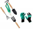 JINPRI Garden Tool Set Combo with Flower Cutter Heavy Gardening Cut Tool with Garden Tool Set(Wooden Handle and Black Metal) (Set of 3 with Cutter & Gloves)...