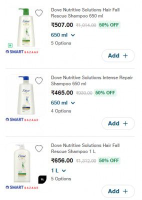 Jiomart : Minimum 50% Off On Dove Hair Care & Styling