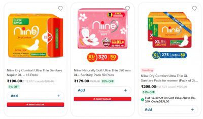 JioMart Loot : Upto 70% OFF ON Sanitary Pads