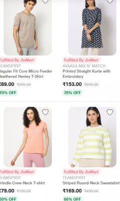 Jiomart : Reliance Trends Branded Tshirt, Tops & Kurti Starting At Rs 89