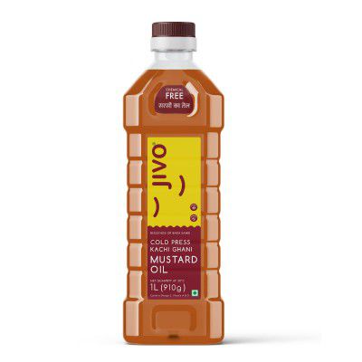 JIVO Cold Pressed Kachi Ghani Chemical Free Mustard Daily Cooking Oil, 1 L