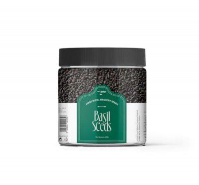 Jivo Raw Basil Seeds for weight loss - 200gm | Sabja Seed, Takmuria Seeds 200g (Jar Pack) | High Fibre And Omega 3