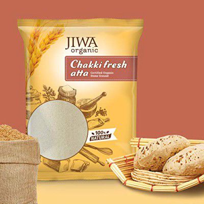 JIWA healthy by nature Organic Chakki Fresh Atta, 1 kg, Certified Organic