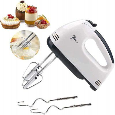 Jiya Enterprise 60W Stainless Steel Electric Hand Mixer Attachments with Free Free Spatula and Oil Brush (White)