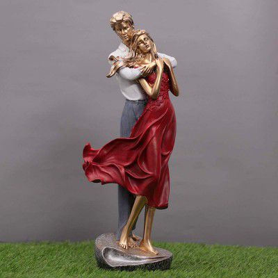Jiyansh Creation Valentine Polyester Romantic Love Couple Showpiece for Home Decor Gifts for Husband, Girlfriend, Boyfriend (Standard)