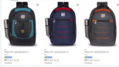 Jk Backpacks at Flat ₹99
