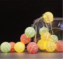 JNSM Cotton Ball String Lights 16 Led (Plug-in) Decorative Lights for Diwali, Christmas, Party and Wedding Events (Multicolor)(16 Led) (Crack Round String)...