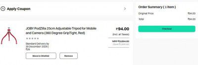 JOBY PodZilla 25cm Adjustable Tripod for Mobile and Camera (360 Degree GripTight, Red)