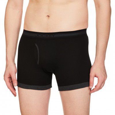 Jockey 1017 Mens Super Combed Cotton Rib Solid Boxer Brief with Stay Fresh Properties (Pack of 2)