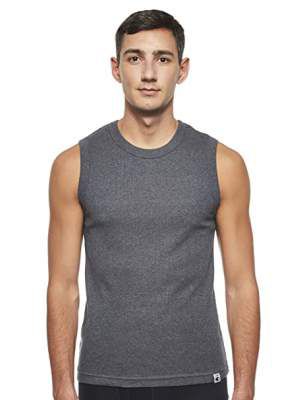 Jockey Mens Cotton Muscle Tee (9930-0105-CHAML Charcoal Melange M)