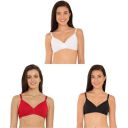 Jockey Womens Beginners Bra Pack of 3-Black + Red Love + White_34B...