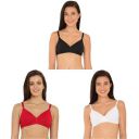 Jockey Womens Beginners Bra Pack of 3-Red Love + White + Black_32B...