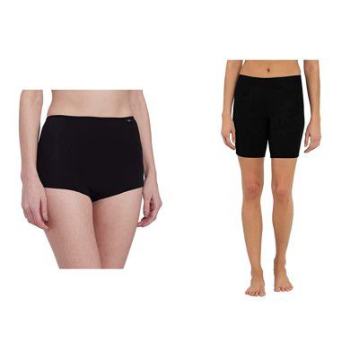 Jockey Womens Boy Leg Short (SS04_Black_XL) and Womens Shorties (1529_Black_X-Large)