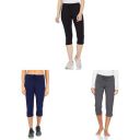 Jockey Womens Capri Pants Black + Charcoal Melange + Imperial Blue_2XL...