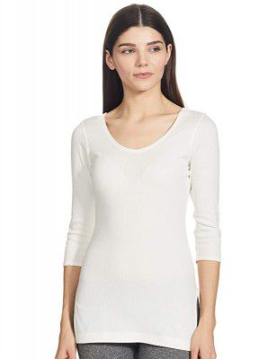 Jockey Womens Snug Fit Low-Neck Thermal 3 Quarter Sleeved Top