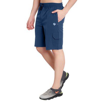 John Ally Athletic Sports Cargo Shorts for Men with Zip Pockets and Elastic Waistband Quick Dry Lightweight Activewear.