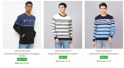 JOHN PLAYERS Men's Sweatshirt & Hoodies upto 75% off