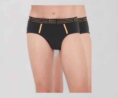 John Players Pack of 2 Cotton Brief Underwear for Men with Striped Waistband