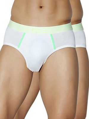 John Players Pack of 2 Cotton Brief Underwear for Men with Striped Waistband