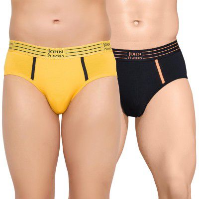 John Players Pack of 2 Cotton Underwear Brief for Men with Striped Waistband