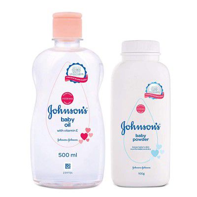 Johnsons Baby Oil 500ml & Baby Powder 100g