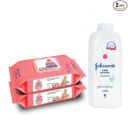 Johnsons Baby Skincare Wipes with Lid, 144s +Johnsons Baby Powder 600g...