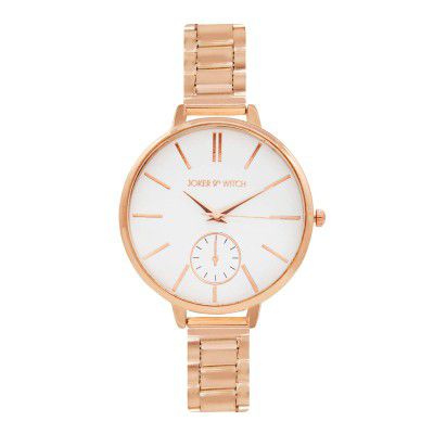 Joker & Witch Analog Womens Watch (White Dial Gold Colored Strap)
