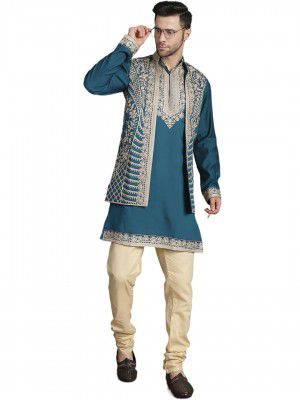 Jompers Men's Embroidered Waistcoat and Kurta Pyjama.