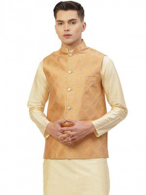 Jompers Men's Woven Design Nehru Jacket.