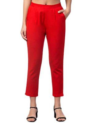 JONAYA Cotton Flex Ankle Length Regular Plus Size Trouser Pant for Women