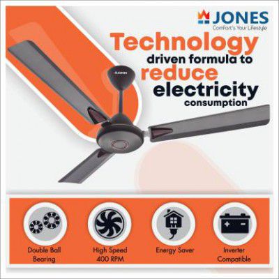 Jones Crystal P2 1200 mm Remote Controlled 3 Blade Ceiling Fan
