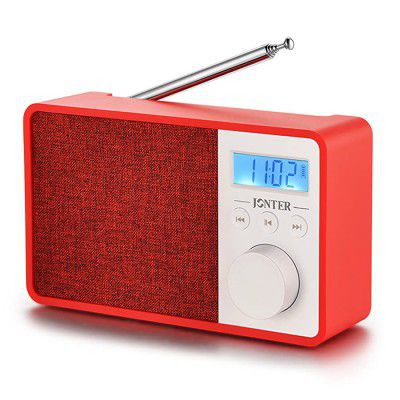 Jonter Wireless Bluetooth Portable Speaker with FM Radio & Clock M35 (Red)