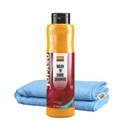 Jopasu Wash N Shine Car Cleaning Shampoo 300 ml with 320 GSM 40X40 CM Microfibre Cloth 